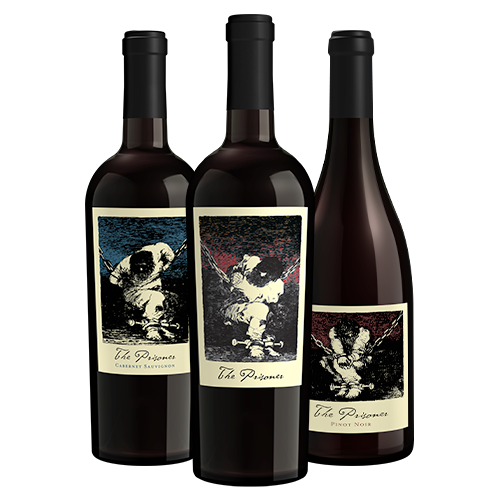The Prisoner Red Trio three bottles of red wines on white background