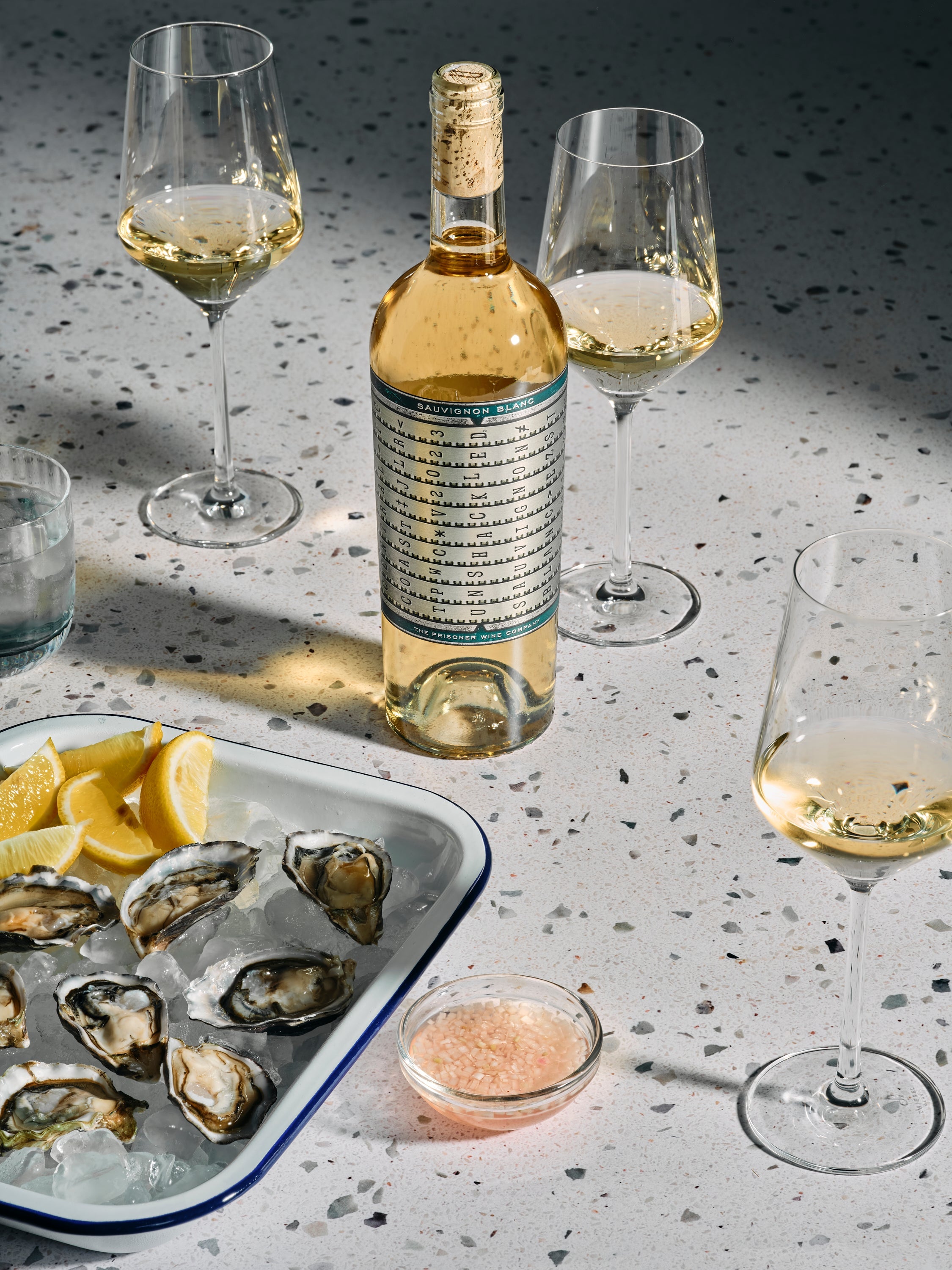 Unshackled Sauvignon Blanc with oysters