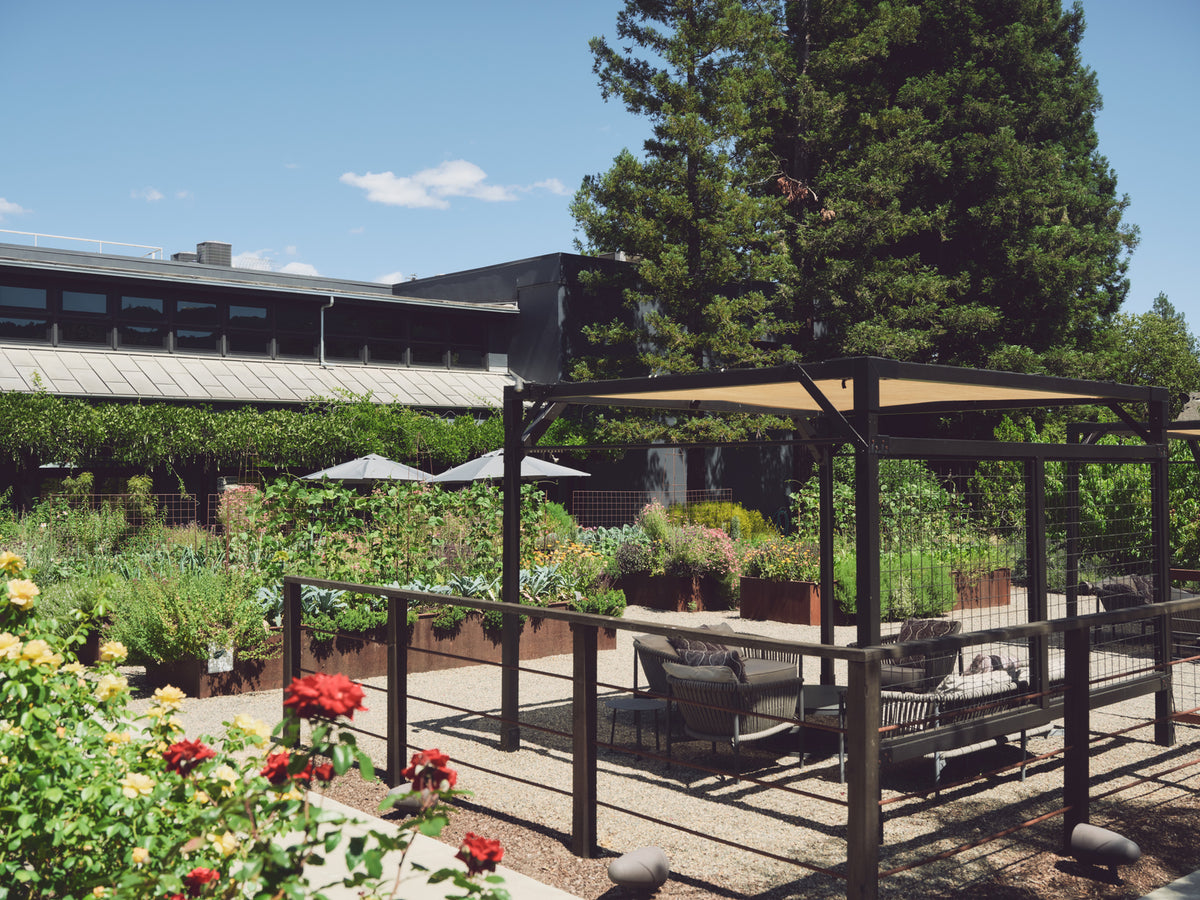 image of a garden with patio furniture 