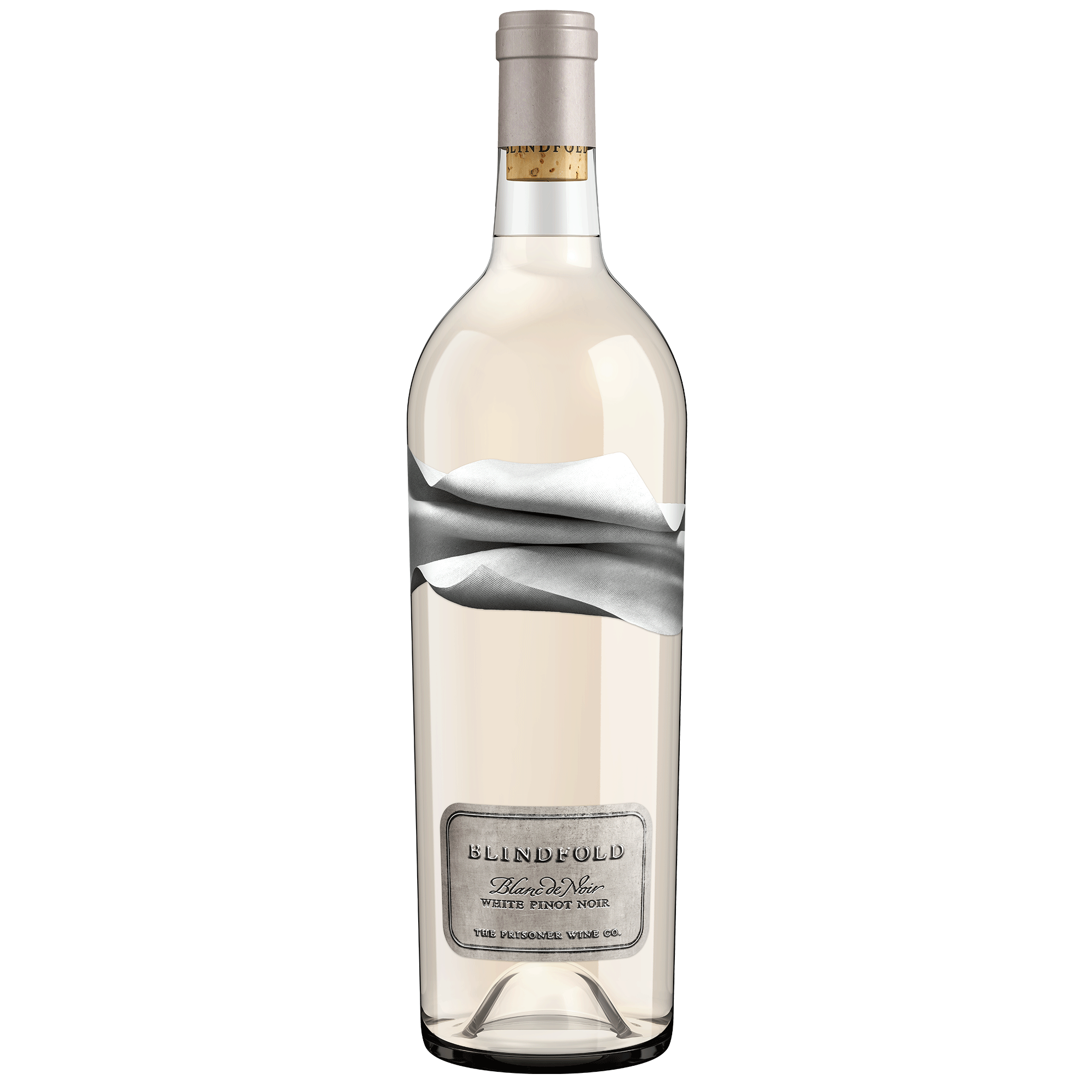 A bottle of Blindfold White Pinot Noir on a blank background