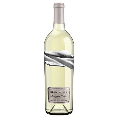 Blindfold Sauvignon Blanc wine bottle on a blank white background