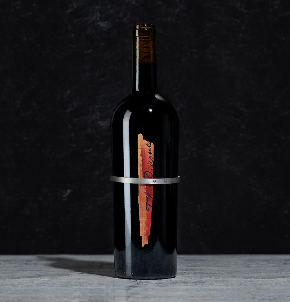 Bottle of The Prisoner Sliver Red Blend on a black background