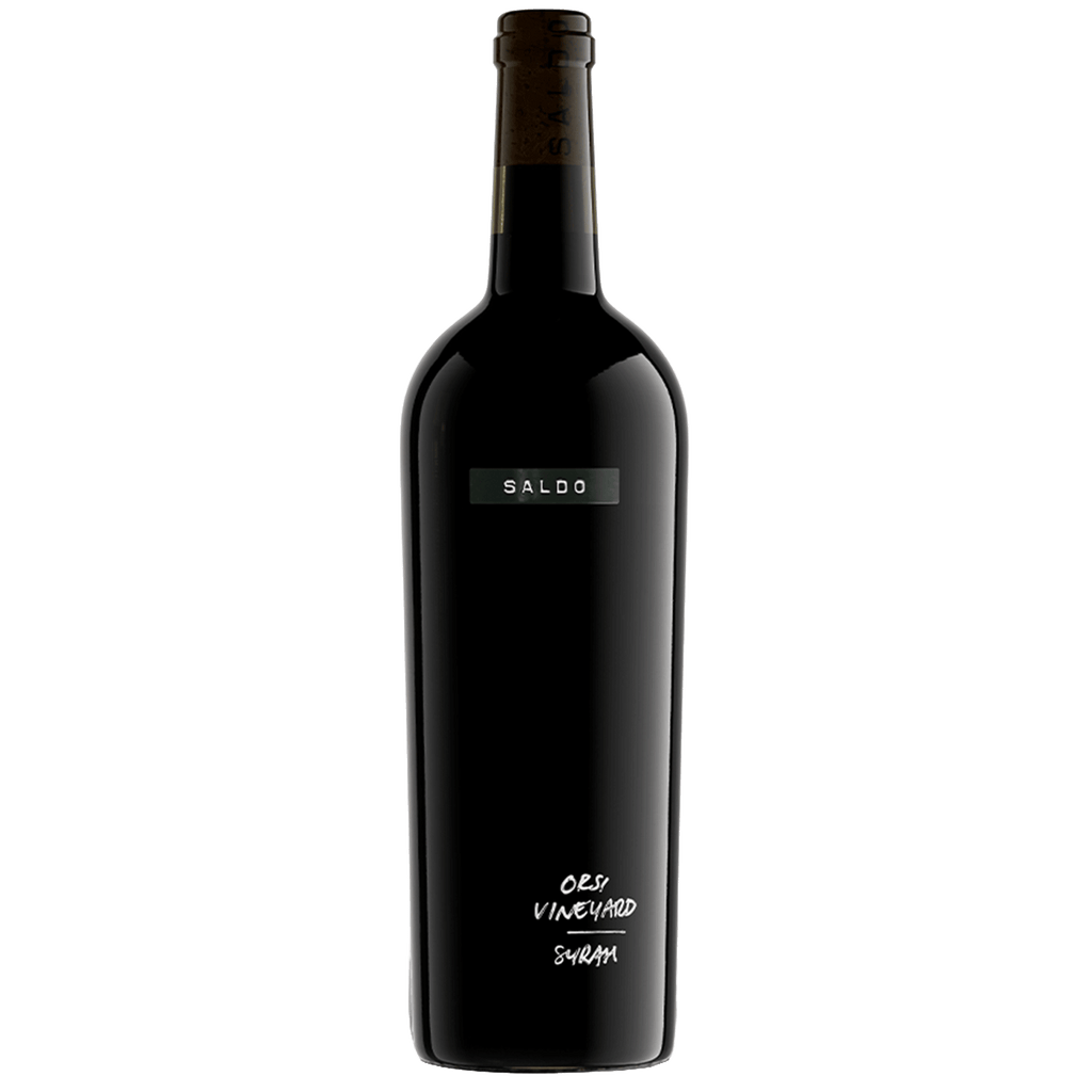 A bottle of SALDO Syrah Orsi Vineyard on a blank background
