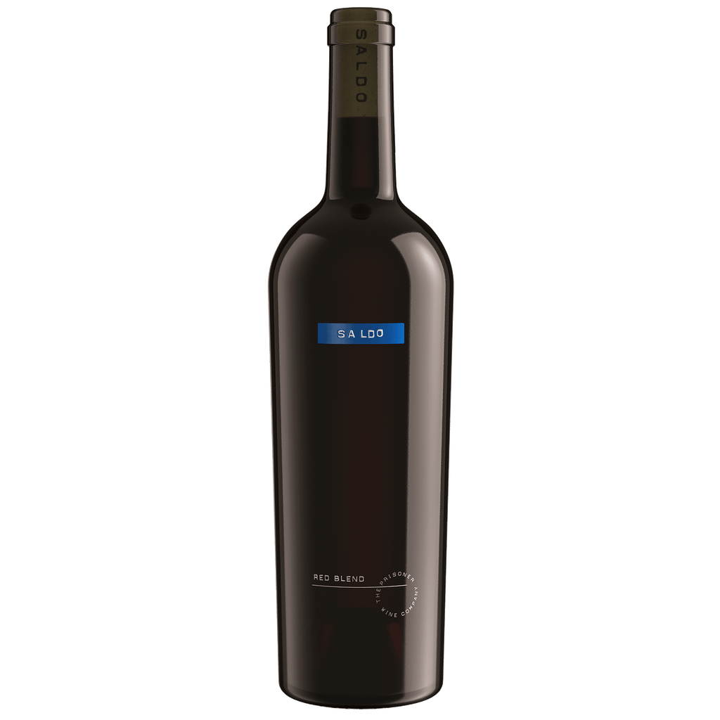 A bottle of SALDO RED BLEND on a blank background
