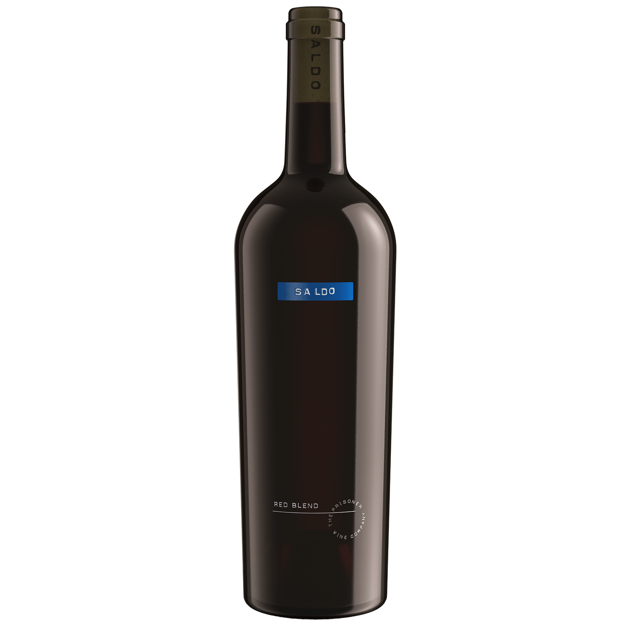 A bottle of SALDO RED BLEND on a blank background