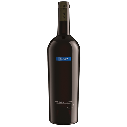A bottle of SALDO RED BLEND on a blank background
