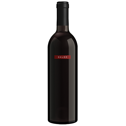 bottle of SALDO zinfandel red wine on a blank background
