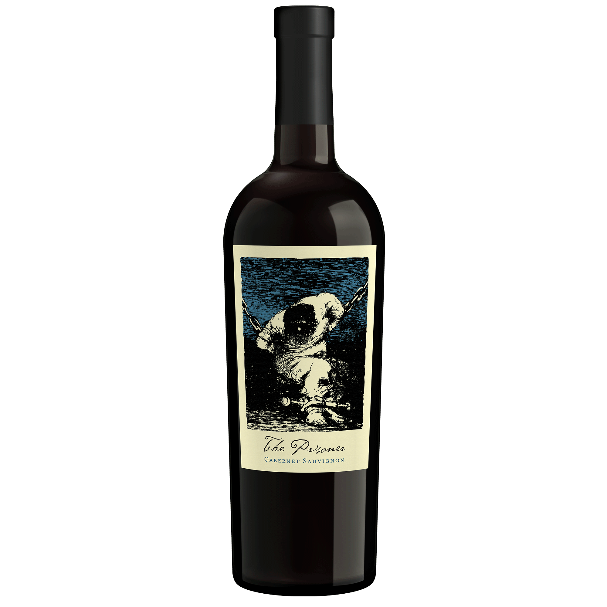 A bottle of The Prisoner Cabernet Sauvignon Napa Valley on a blank background