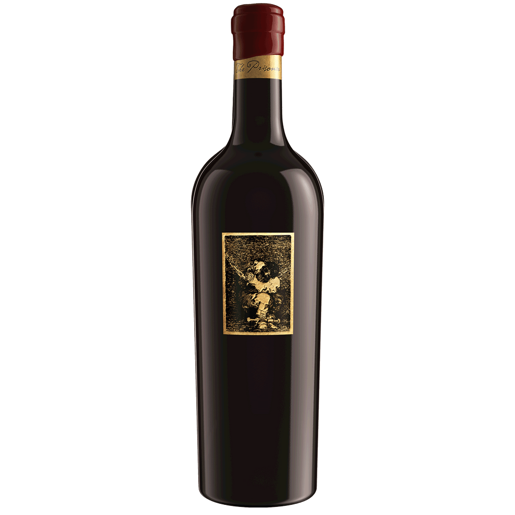 A bottle of The Prisoner Grail Red Wine on a blank background