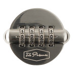 Metal wine bottle stopper with lock combination on blank background