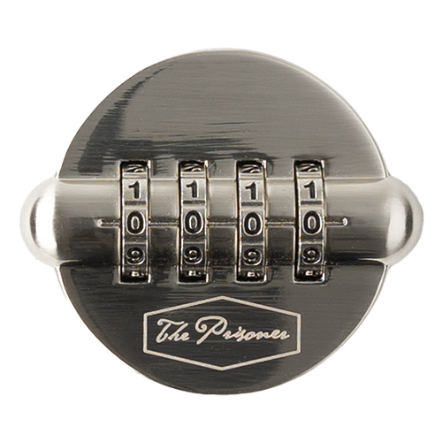 Metal wine bottle stopper with lock combination on blank background