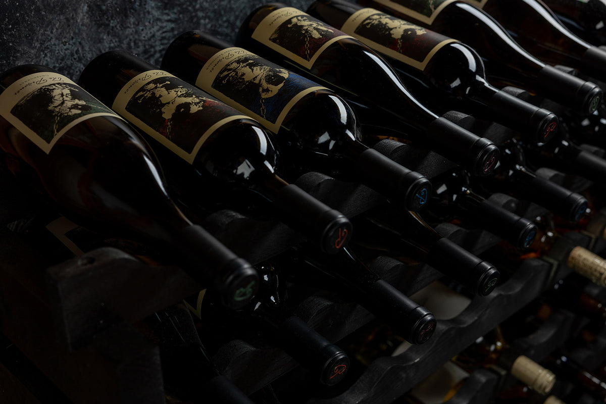 The Prisoner bottles of wine in a wine rack