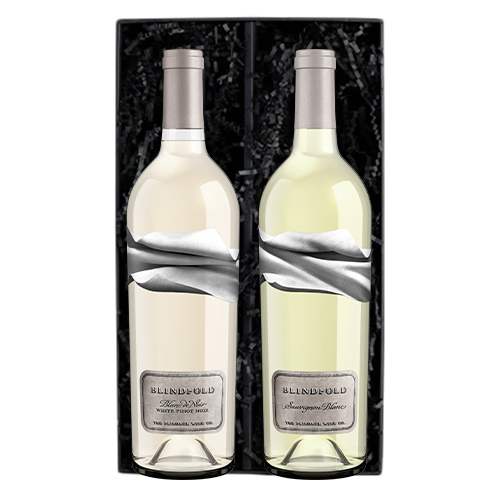 Thumbnail of Blindfold Blanc de Noir and Sauvignon Blanc two pack in a black gift box