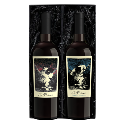 The Prisoner Red Blend and Cabernet Sauvignon in a black gift box