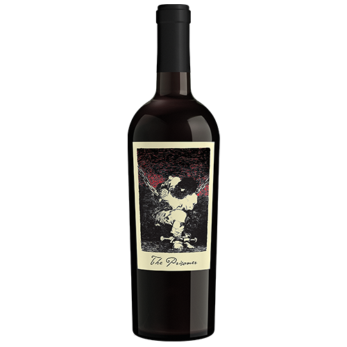 A Bottle of The Prisoner Red Blend California Wine On A Gray Background