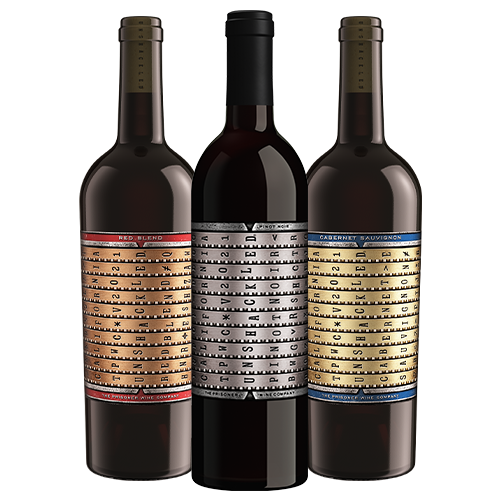 Unshackled red wine trio with cabernet sauvignon, pinot noir, red blend