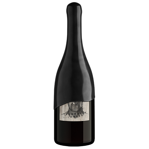 A Bottle Of 2018 Eternally Silenced Pinot Noir Napa Valley Wine On A Gray Background